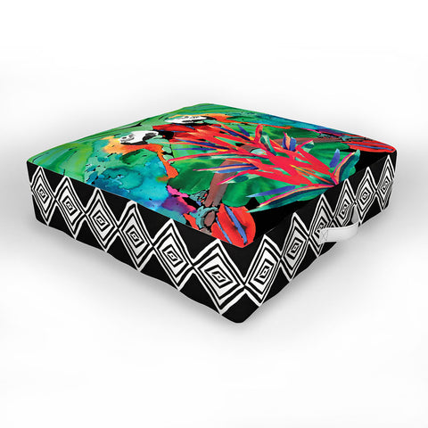 Amy Sia Welcome to the Jungle Parrot Outdoor Floor Cushion