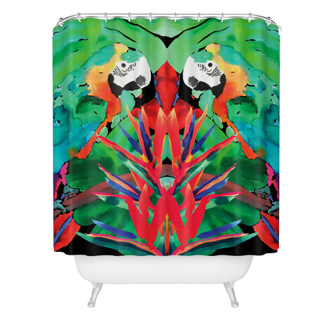 Amy Sia Welcome to the Jungle Parrot Shower Curtain