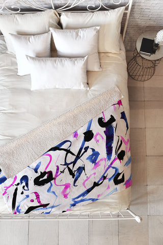 Amy Sia Zest Black and White Fleece Throw Blanket