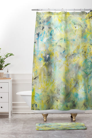 Amy Smith Abstract graffiti texture Shower Curtain And Mat