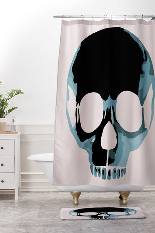 Amy Smith Blue Skull 1 Shower Curtain And Mat