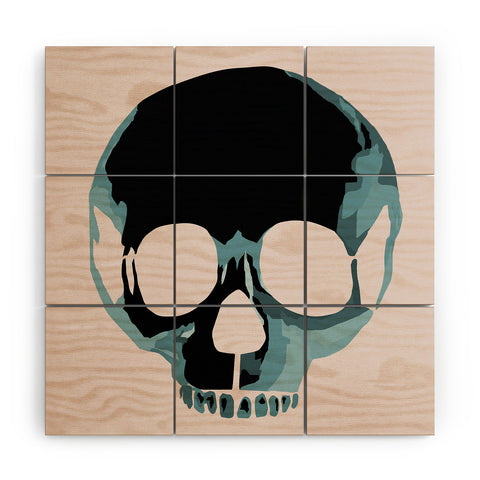 Amy Smith Blue Skull 1 Wood Wall Mural