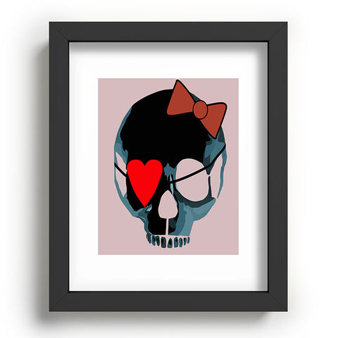 Amy Smith Blue Skull with Bow Recessed Framing Rectangle