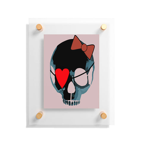 Amy Smith Blue Skull with Bow Floating Acrylic Print