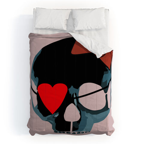 Amy Smith Blue Skull with Bow Comforter