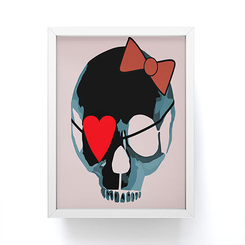 Amy Smith Blue Skull with Bow Framed Mini Art Print