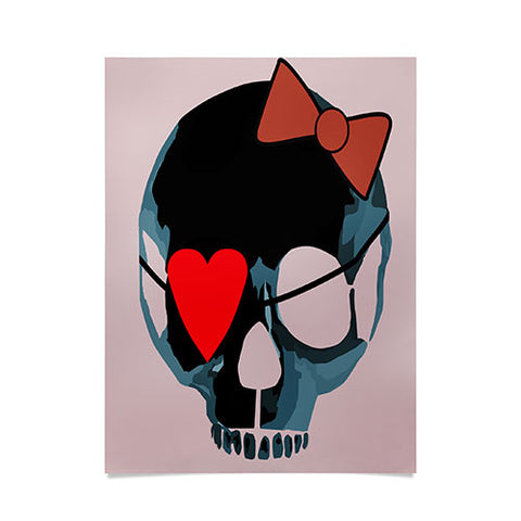 Amy Smith Blue Skull with Bow Poster