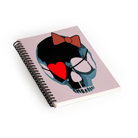 Amy Smith Blue Skull with Bow Spiral Notebook