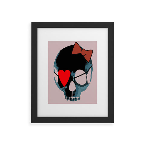 Amy Smith Blue Skull with Bow Framed Art Print