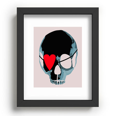 Amy Smith Blue Skull With Heart Eyepatch Recessed Framing Rectangle