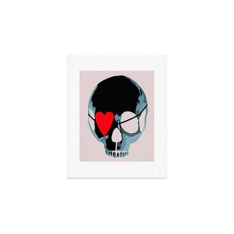 Amy Smith Blue Skull With Heart Eyepatch Art Print