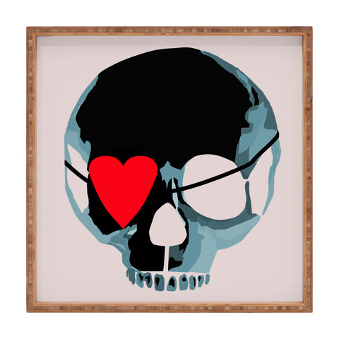 Amy Smith Blue Skull With Heart Eyepatch Square Tray