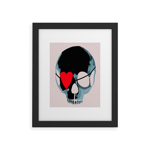 Amy Smith Blue Skull With Heart Eyepatch Framed Art Print