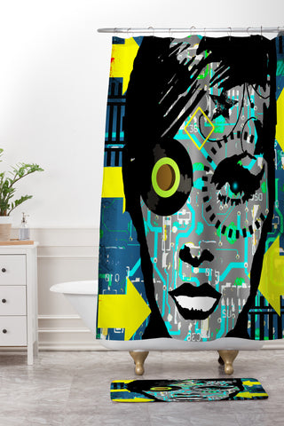 Amy Smith Feeling Blue Shower Curtain And Mat