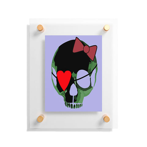 Amy Smith Green Skull with Bow Floating Acrylic Print