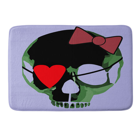 Amy Smith Green Skull with Bow Memory Foam Bath Mat