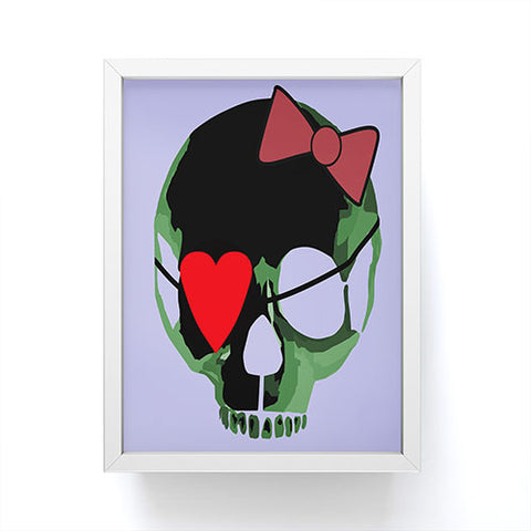 Amy Smith Green Skull with Bow Framed Mini Art Print