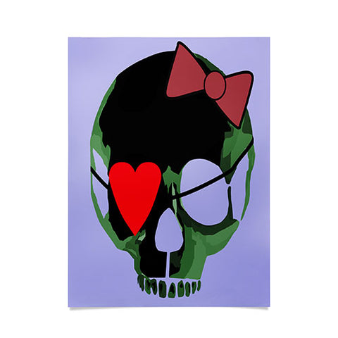 Amy Smith Green Skull with Bow Poster