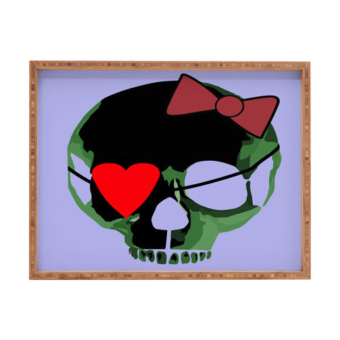Amy Smith Green Skull with Bow Rectangular Tray
