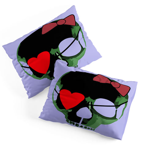 Amy Smith Green Skull with Bow Pillow Shams