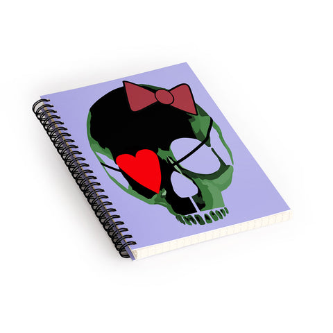 Amy Smith Green Skull with Bow Spiral Notebook