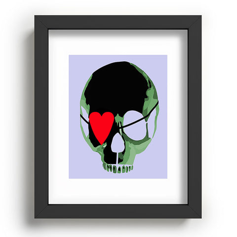 Amy Smith Green Skull With Heart Eyepatch Recessed Framing Rectangle