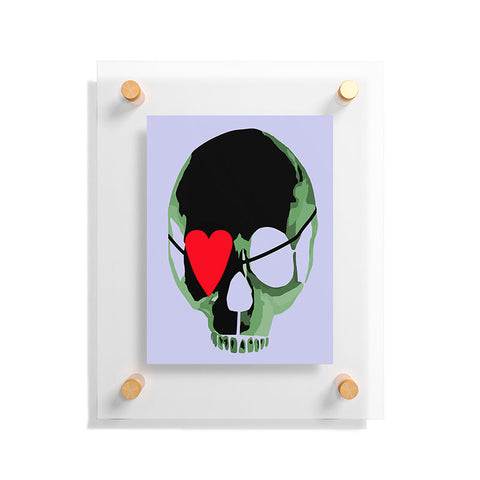 Amy Smith Green Skull With Heart Eyepatch Floating Acrylic Print