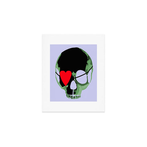Amy Smith Green Skull With Heart Eyepatch Art Print