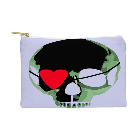 Amy Smith Green Skull With Heart Eyepatch Pouch