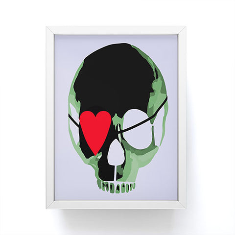 Amy Smith Green Skull With Heart Eyepatch Framed Mini Art Print