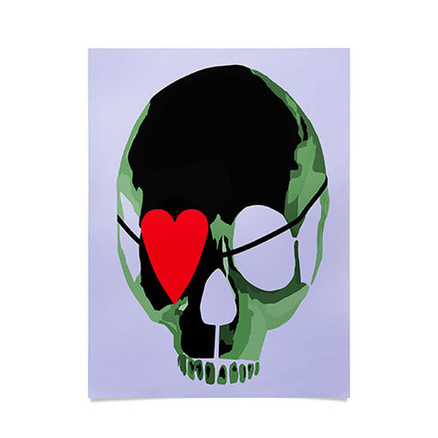 Amy Smith Green Skull With Heart Eyepatch Poster