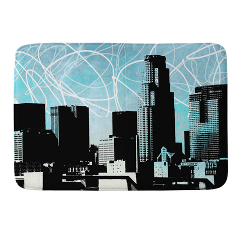 Amy Smith LA skyline blue Memory Foam Bath Mat