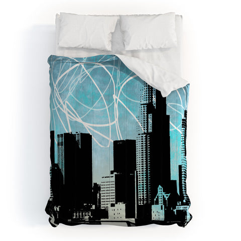 Amy Smith LA skyline blue Comforter