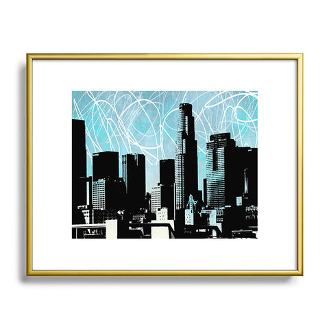Amy Smith LA skyline blue Metal Framed Art Print