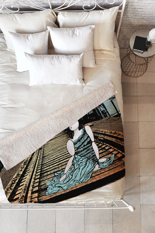 Amy Smith Meet me at the bridge Fleece Throw Blanket