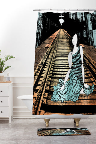 Amy Smith Meet me at the bridge Shower Curtain And Mat