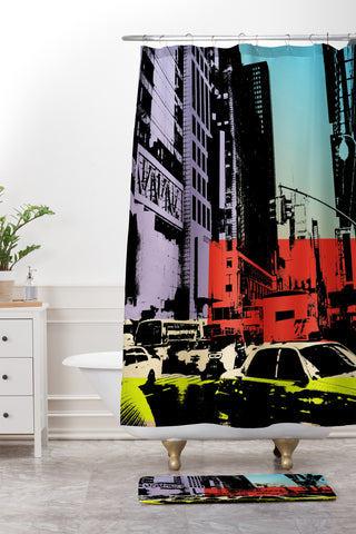 Amy Smith NY Street 1 Shower Curtain And Mat