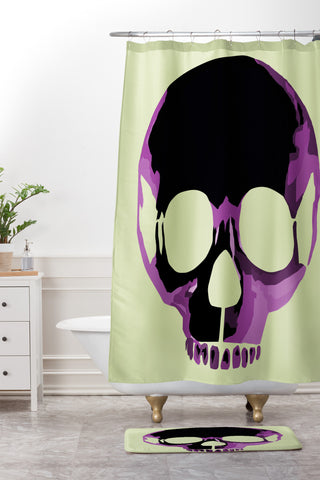 Amy Smith Pink Skull 1 Shower Curtain And Mat