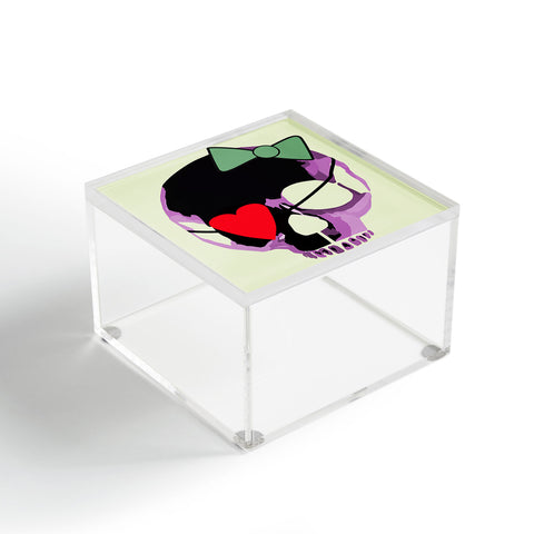 Amy Smith Pink Skull Heart With Bow Acrylic Box