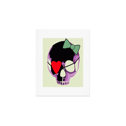 Amy Smith Pink Skull Heart With Bow Art Print