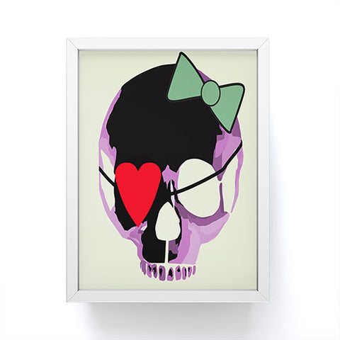 Amy Smith Pink Skull Heart With Bow Framed Mini Art Print