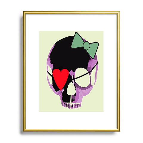Amy Smith Pink Skull Heart With Bow Metal Framed Art Print
