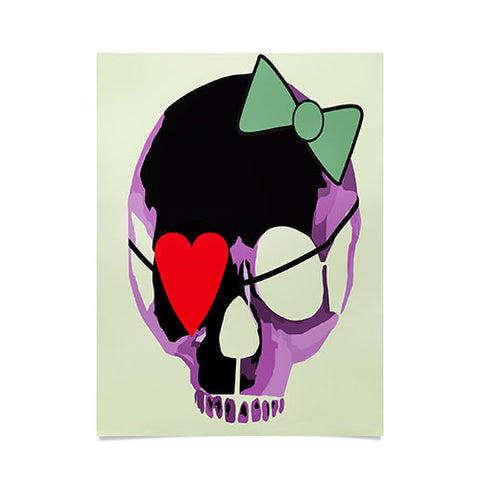 Amy Smith Pink Skull Heart With Bow Poster