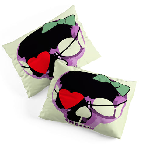 Amy Smith Pink Skull Heart With Bow Pillow Shams