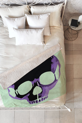 Amy Smith Purple Skull 1 Fleece Throw Blanket