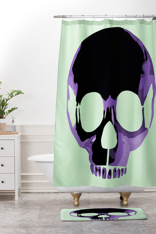 Amy Smith Purple Skull 1 Shower Curtain And Mat