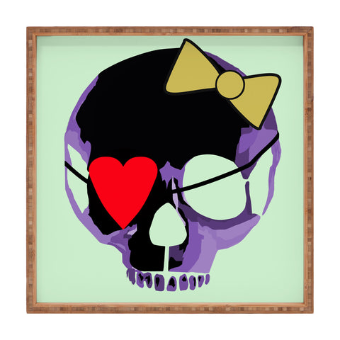 Amy Smith Purple Skull With Bow Square Tray
