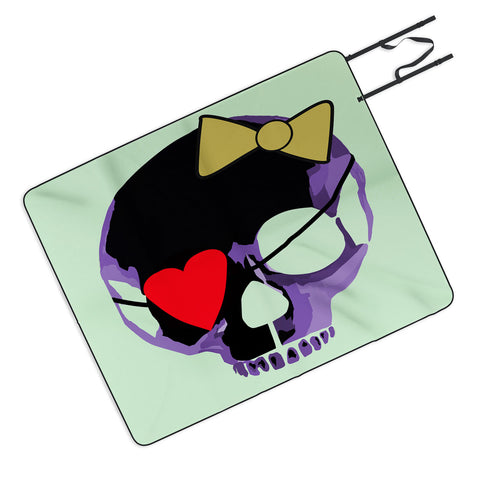 Amy Smith Purple Skull With Bow Picnic Blanket