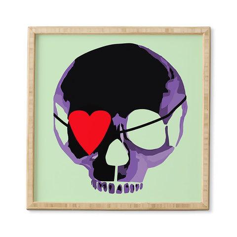 Amy Smith Purple Skull With Heart Eyepatch Framed Wall Art