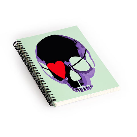 Amy Smith Purple Skull With Heart Eyepatch Spiral Notebook